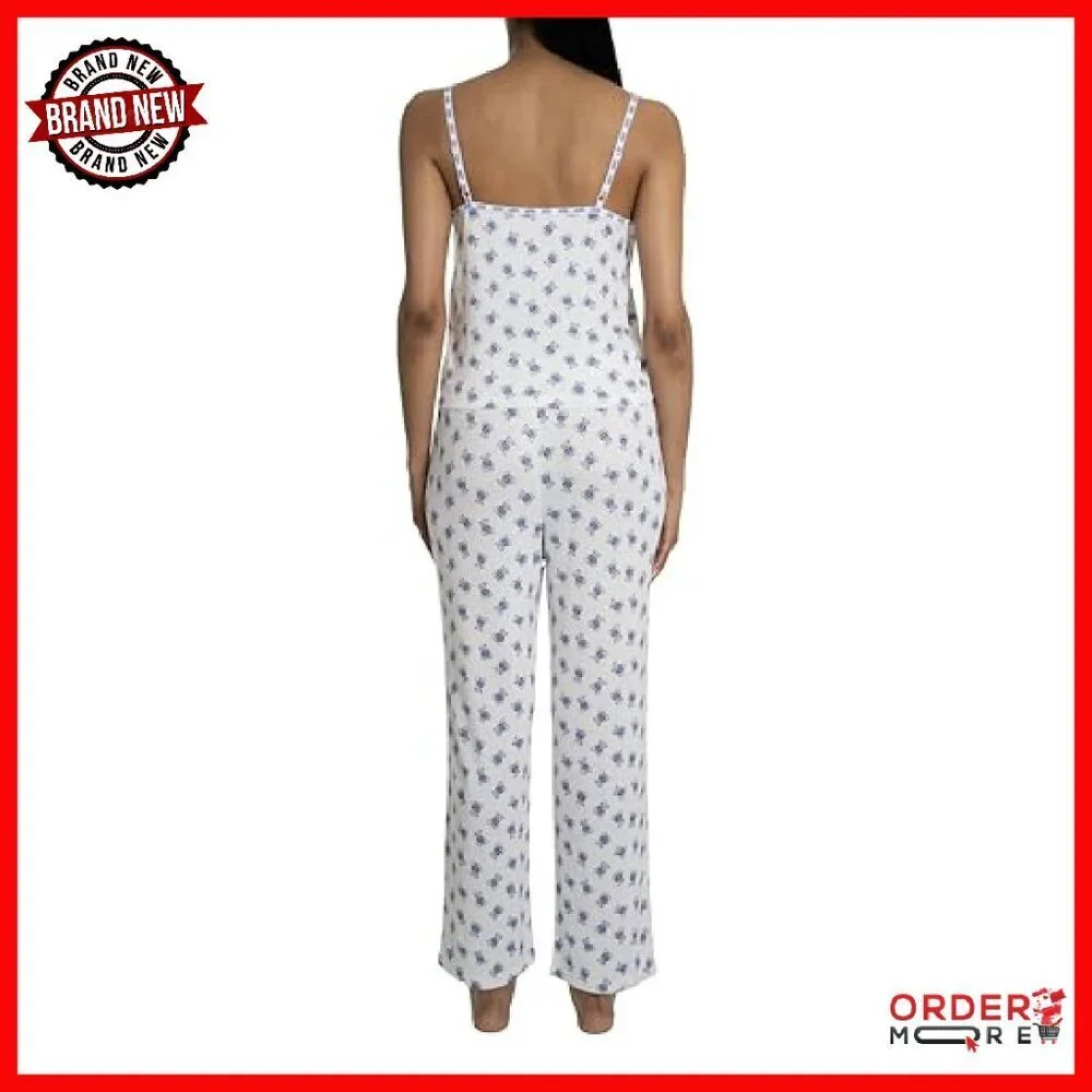 Women's XL Polyester Spandex Pajama Set with Cami & Elastic Waist Pants